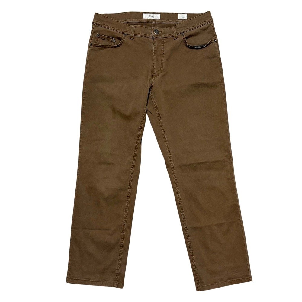 Brax Cooper Fancy Pants Trousers Brown Supima Cotton Stretch Brown Mens 32x28